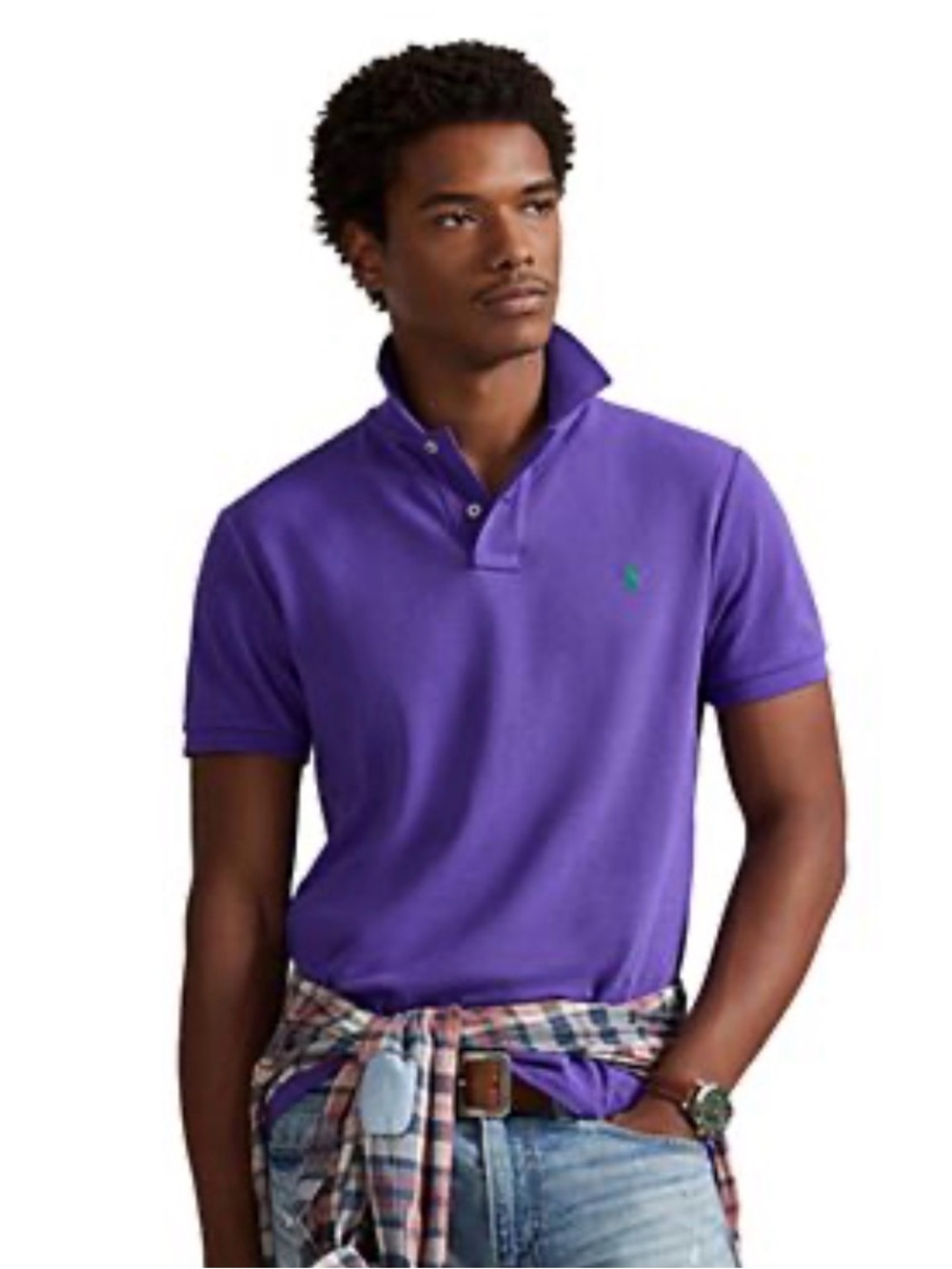 Polo Ralph Lauren Men's Slim Fit Polo Shirt Heather Purple, Green Pony, Sz Large